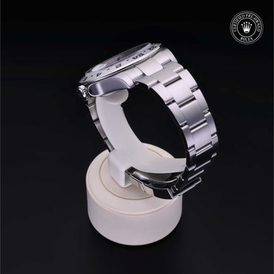 Rolex Certified Pre-owned Explorer M216570-0001 front on black background