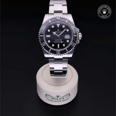 Rolex Certified Pre-owned Submariner M116610LN-0001 front on black background
