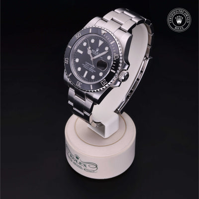 Rolex Certified Pre-owned Submariner M116610LN-0001 front on black background
