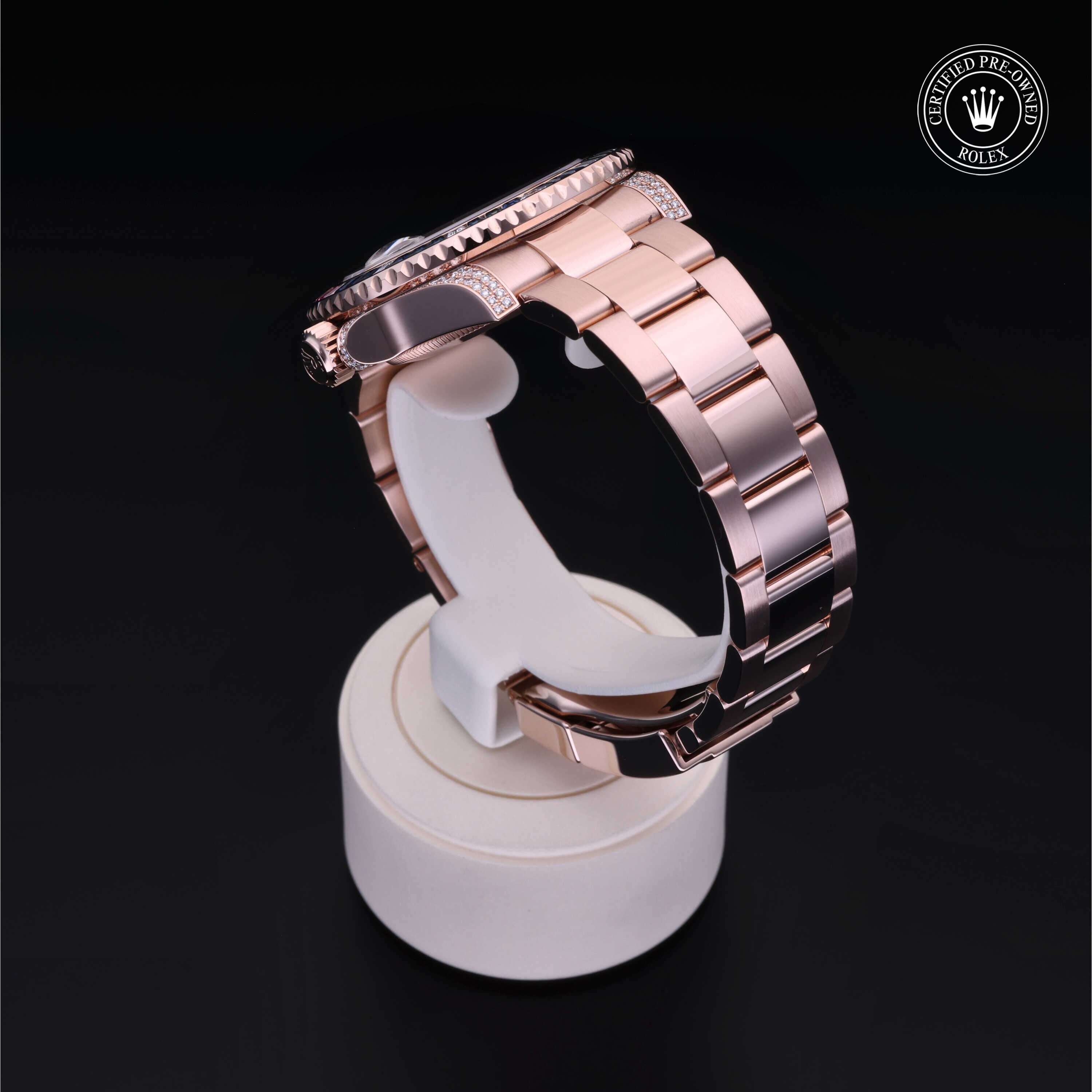 Rolex Certified Pre-owned GMT M126755SARU-0003 front on black background