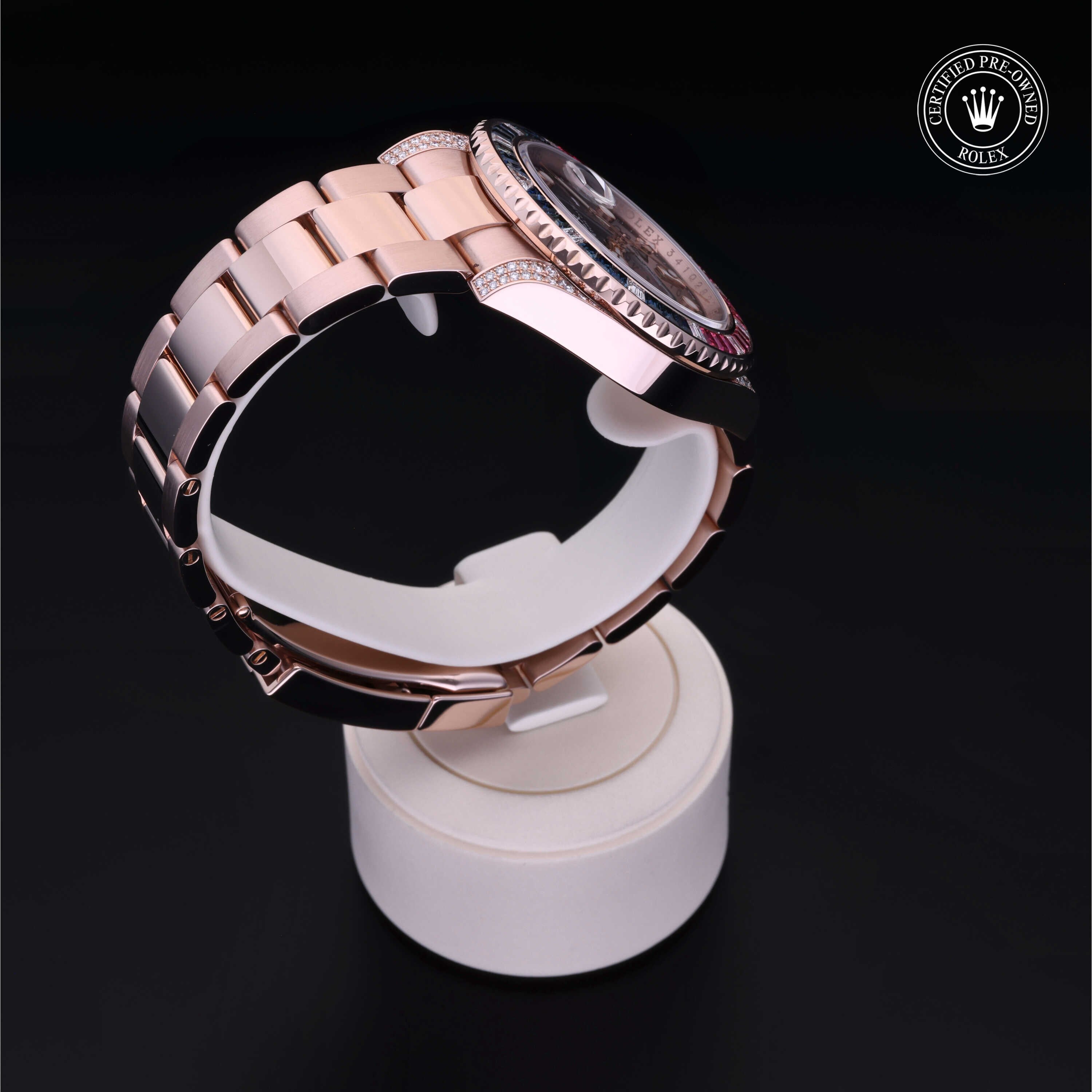 Rolex Certified Pre-owned GMT M126755SARU-0003 front on black background