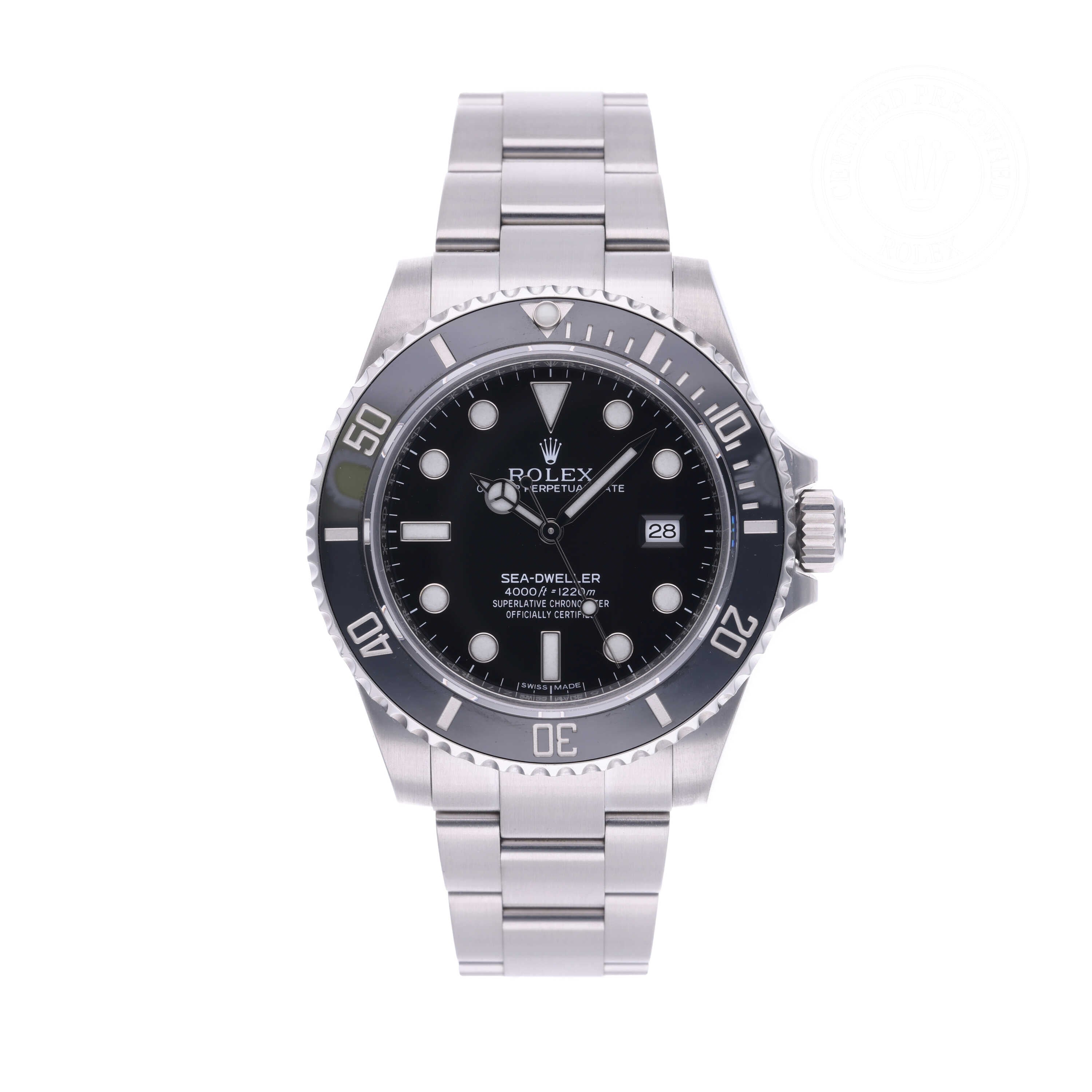 Rolex Certified Pre-owned Sea-Dweller M116600-0003 front on white background