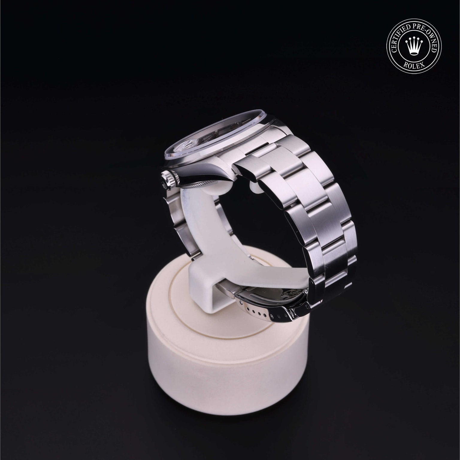 Rolex Certified Pre-owned Date M15200-0009 front on black background