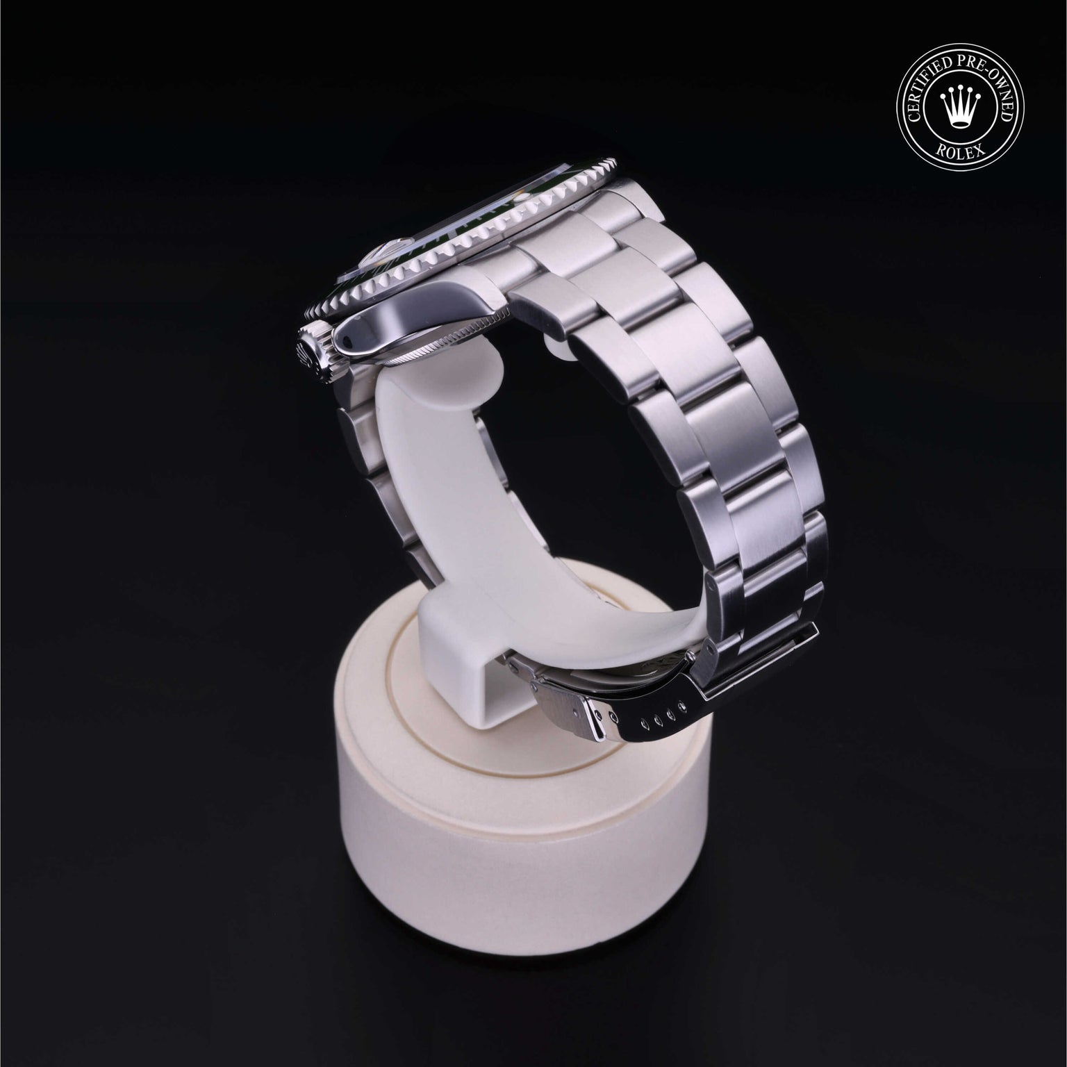 Rolex Certified Pre-owned Submariner M16610LV-0002 front on black background