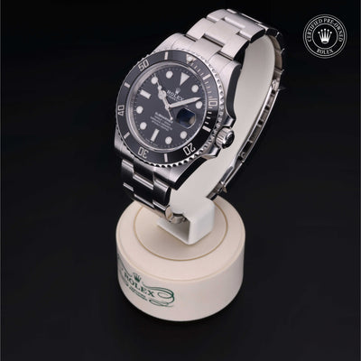 Rolex Certified Pre-owned Submariner M126610LN-0001 front on black background