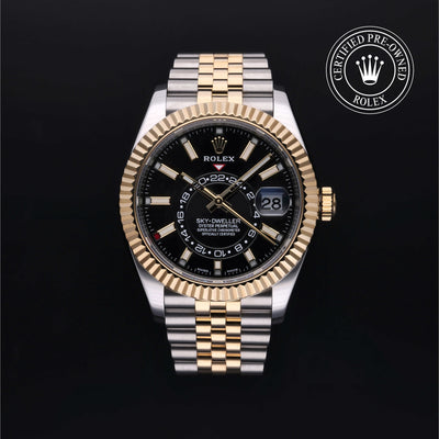 Rolex Certified Pre-owned Sky-Dweller M326933-0005 front on black background