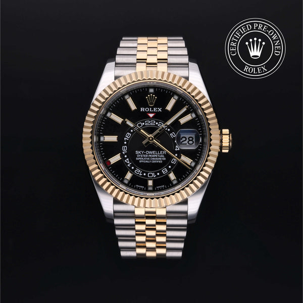 Rolex Certified Pre-owned Sky-Dweller M326933-0005 front on black background