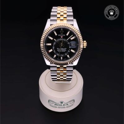 Rolex Certified Pre-owned Sky-Dweller M326933-0005 front on black background