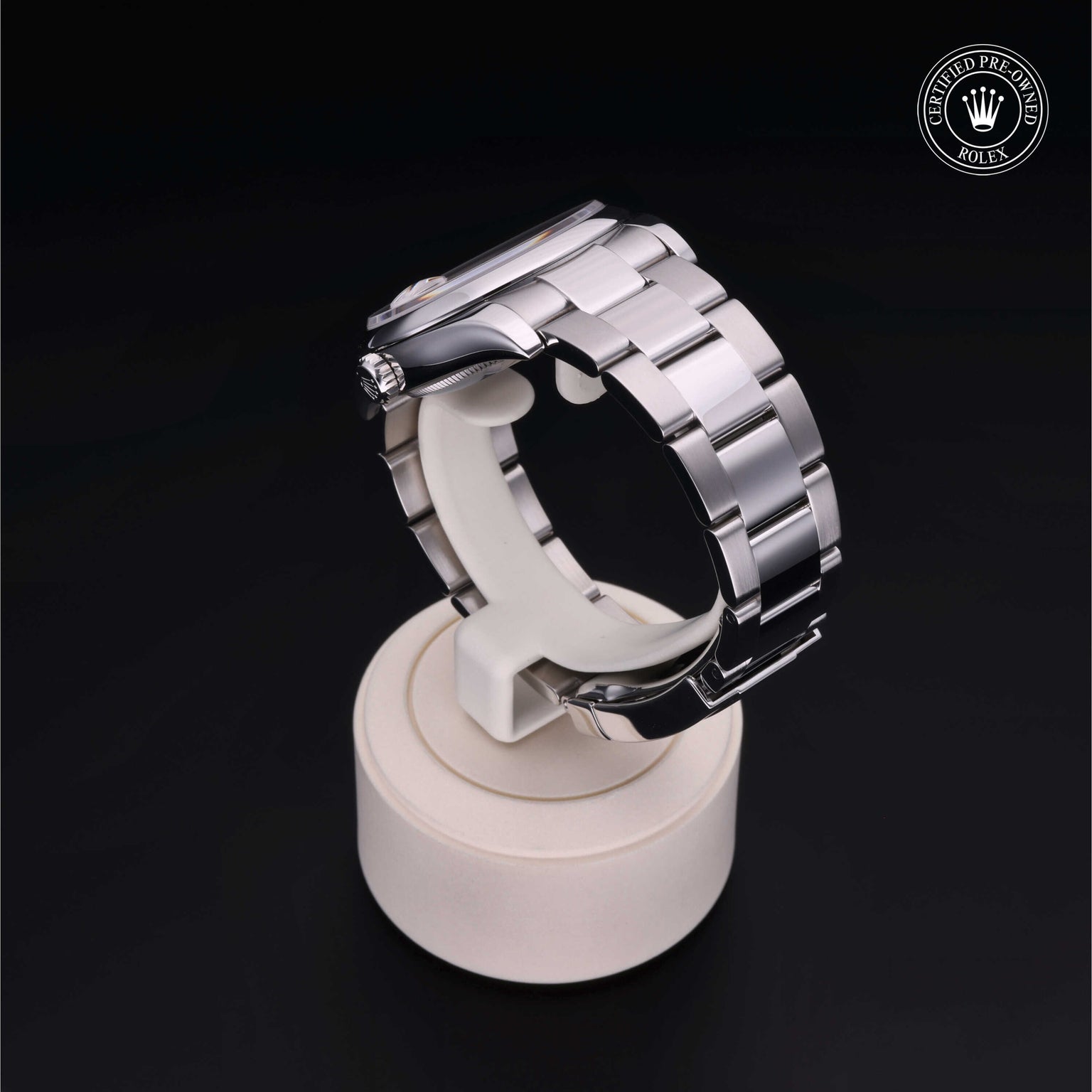 Rolex Certified Pre-owned Datejust M116200-0017 front on black background