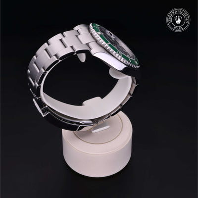 Rolex Certified Pre-owned Submariner M116610LV-0002 front on black background