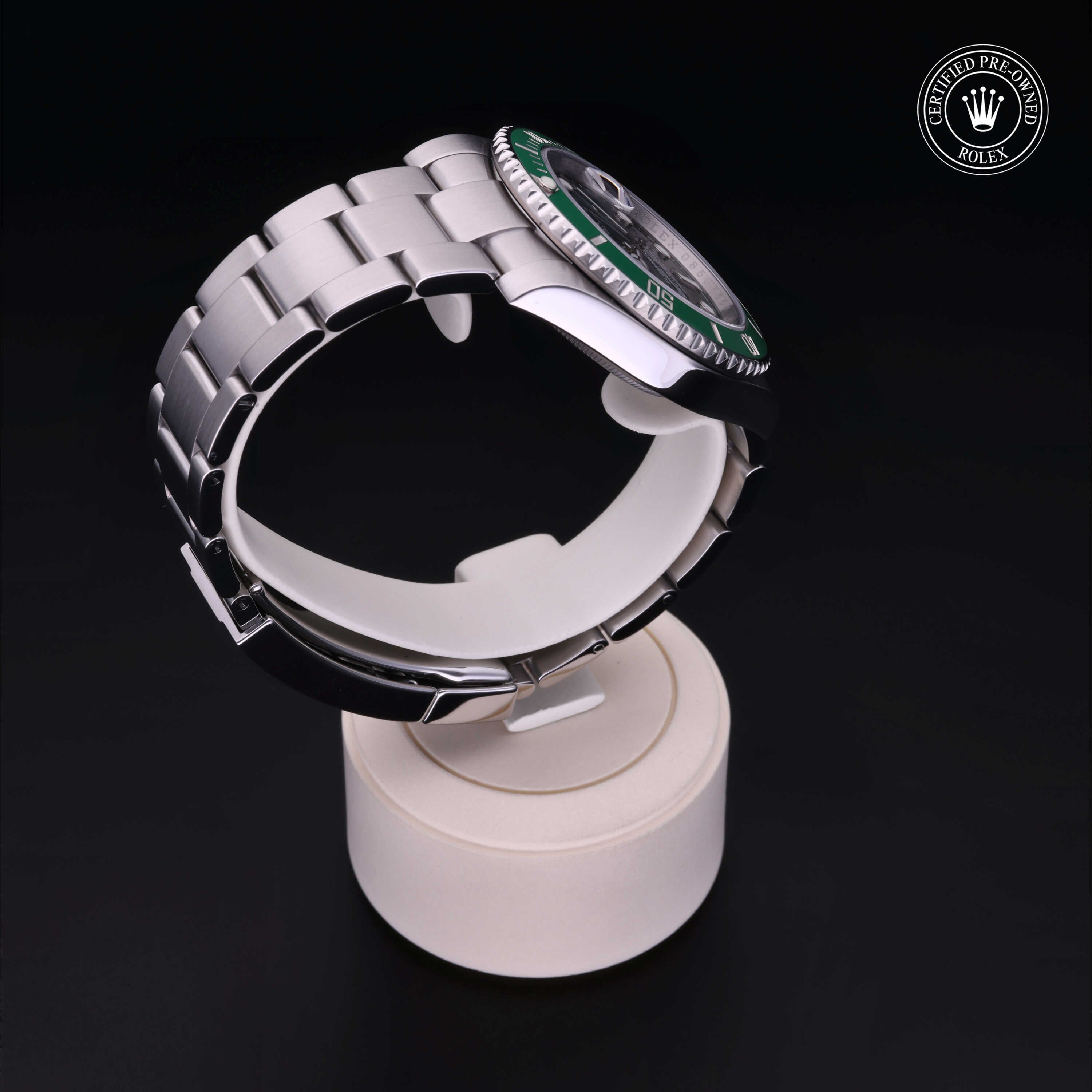 Rolex Certified Pre-owned Submariner M116610LV-0002 front on black background