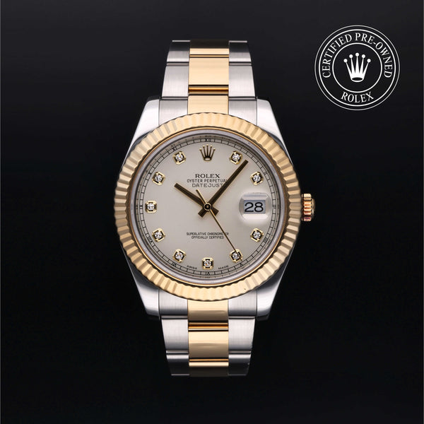 Rolex Certified Pre-owned Datejust M116333-0008 front on black background