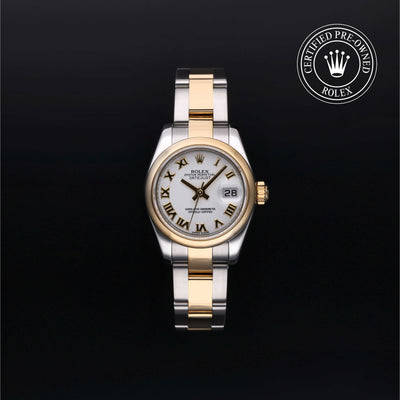 Rolex Certified Pre-owned Lady Datejust M179163-0141 front on black background