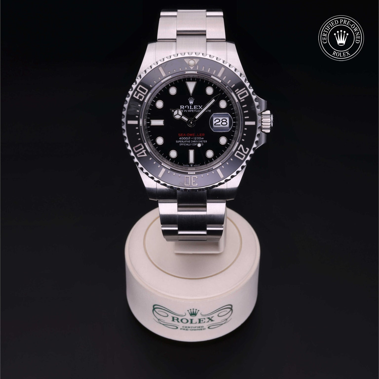 Rolex Certified Pre-owned Sea-Dweller M126600-0001 front on black background