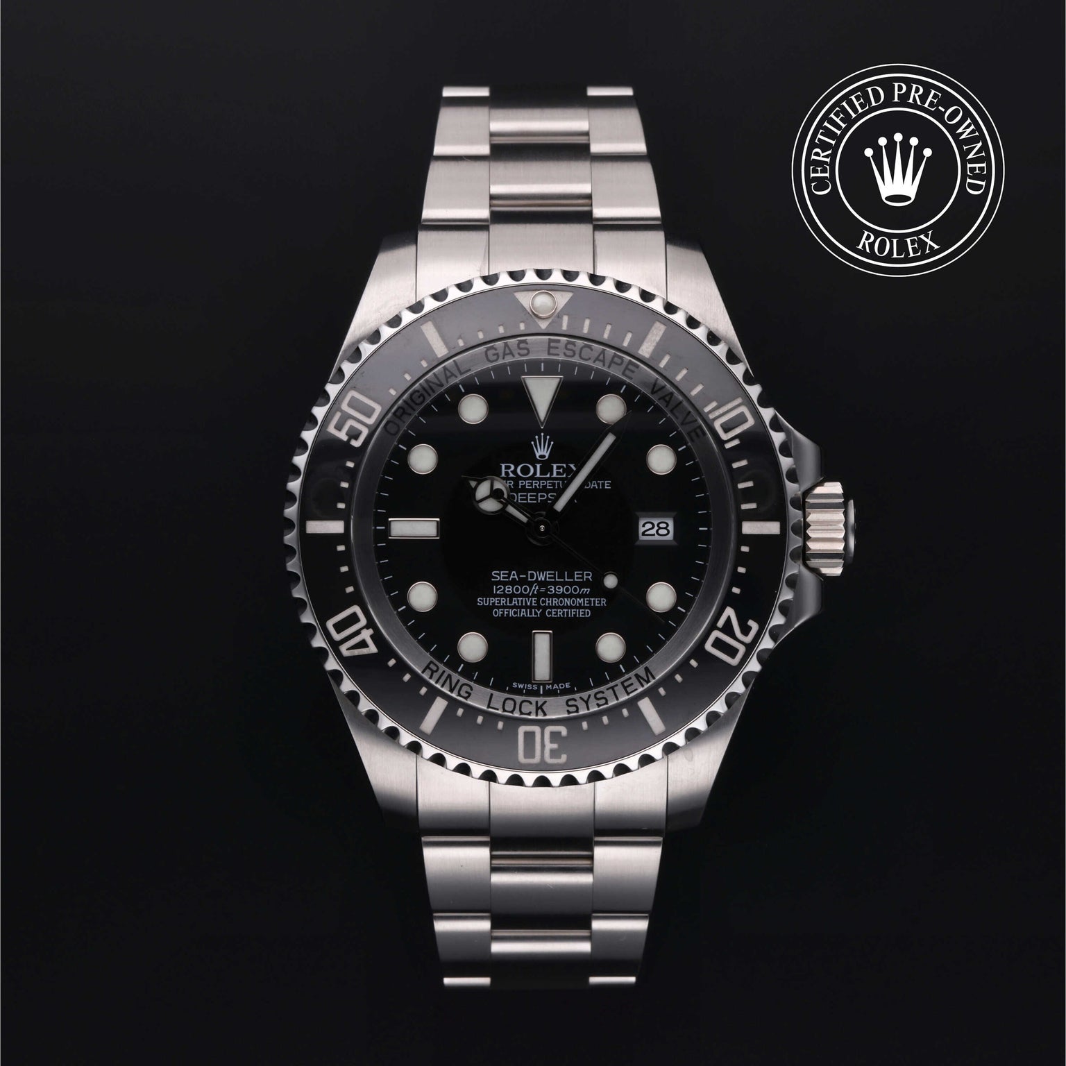 Rolex Certified Pre-owned Sea-Dweller M116660-0001 front on black background