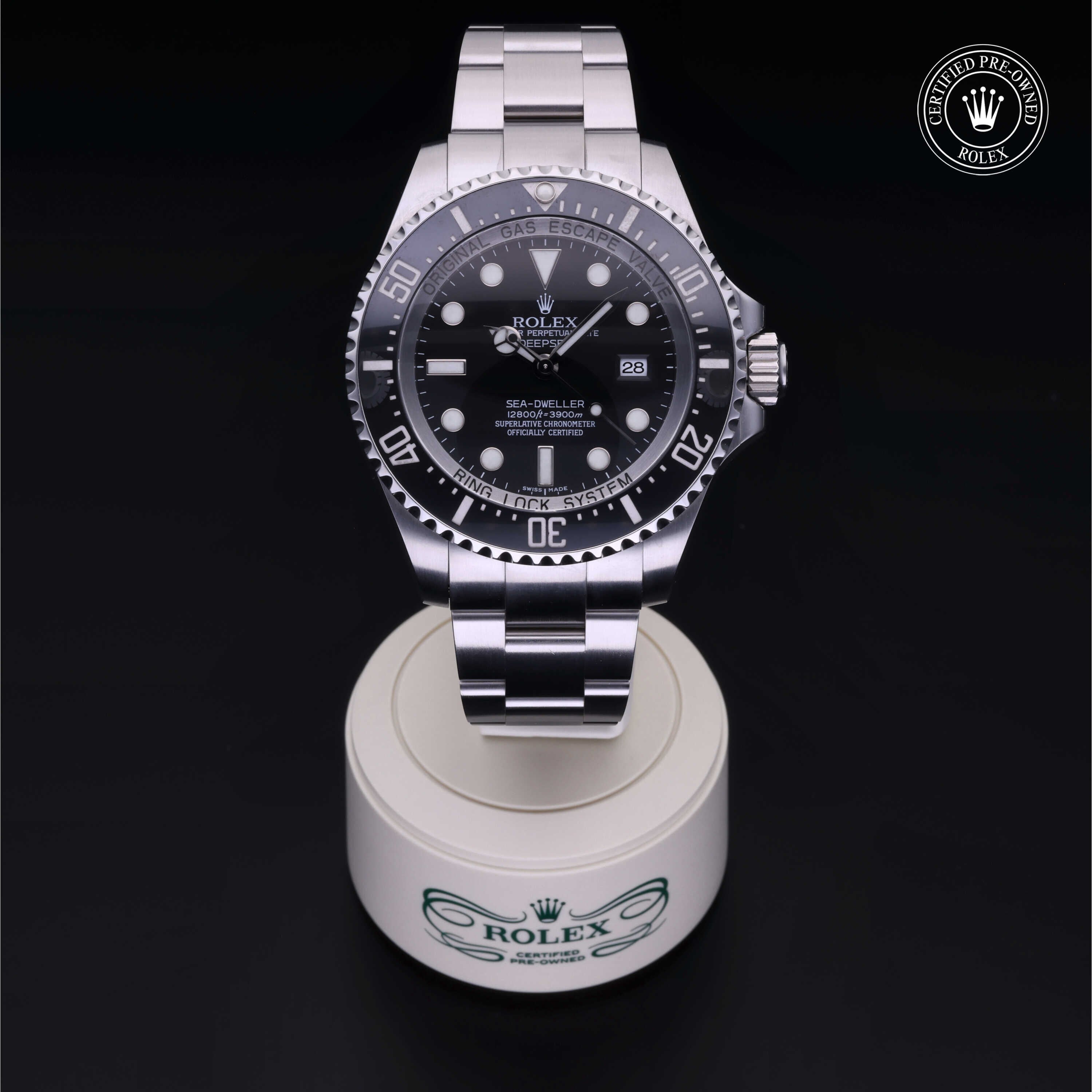 Rolex Certified Pre-owned Sea-Dweller M116660-0001 front on black background