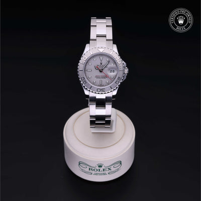 Rolex Certified Pre-owned Yacht-Master M169622-0002 front on black background