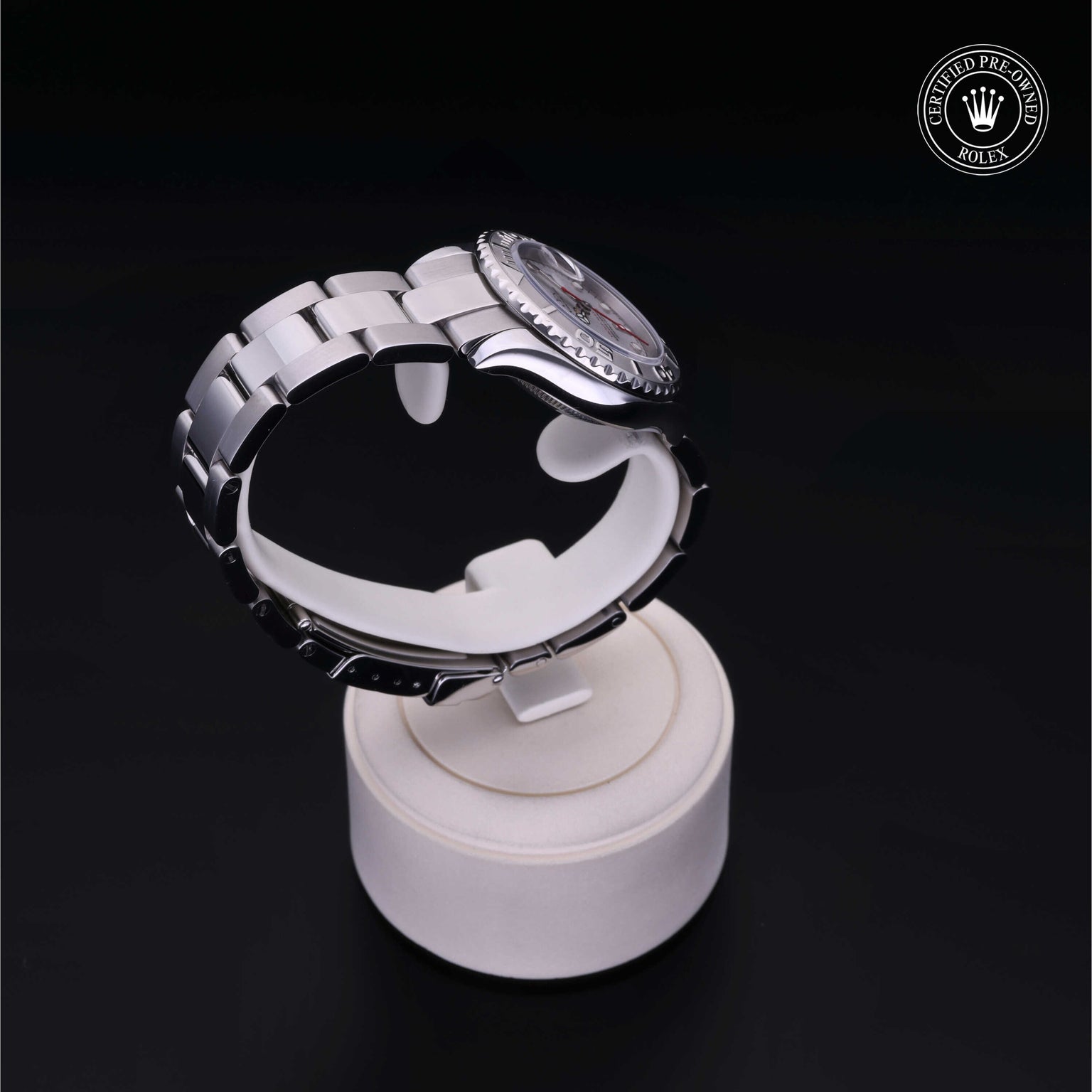 Rolex Certified Pre-owned Yacht-Master M169622-0002 front on black background