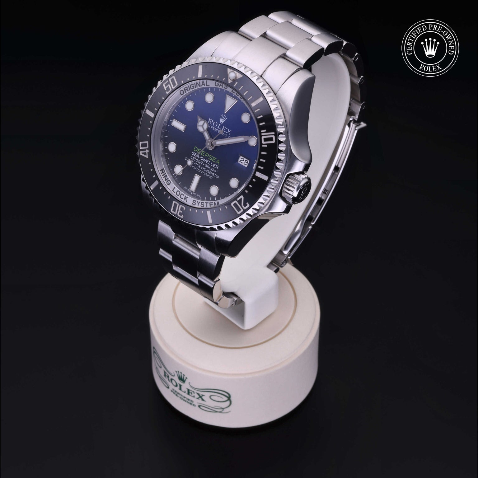Rolex Certified Pre-owned Sea-Dweller M116660-0003 front on black background
