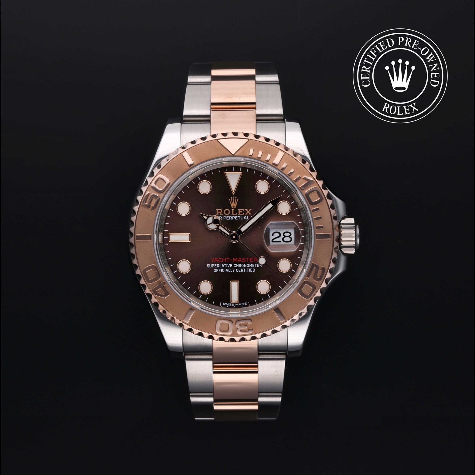 Rolex Certified Pre-owned Yacht-Master M116621-0001 front on black background