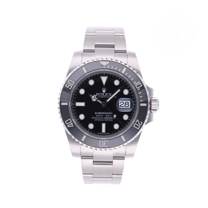 Rolex Certified Pre-owned Submariner M116610LN-0001 front on white background