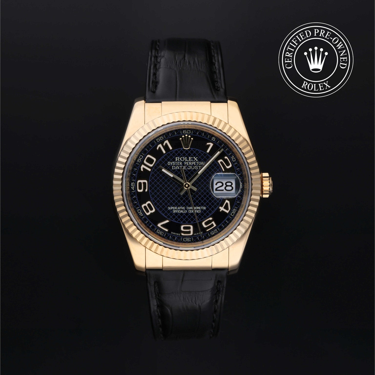Rolex Certified Pre-owned Datejust M116138-0222 front on black background