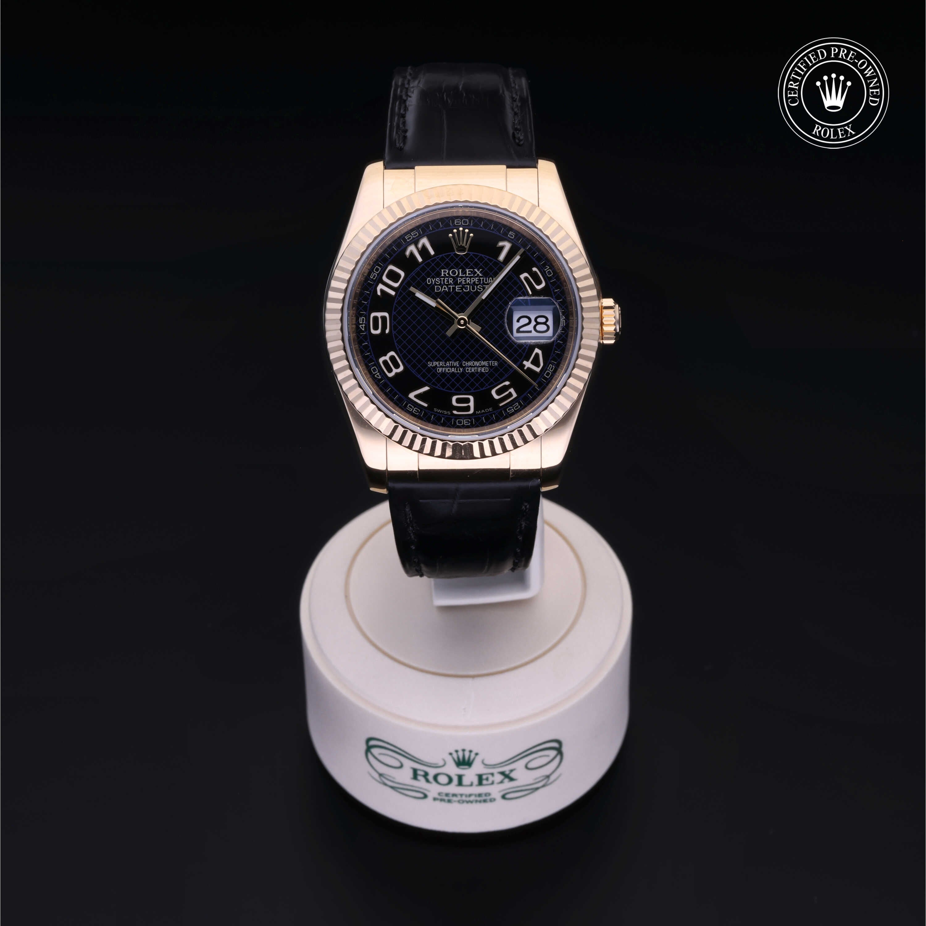 Rolex Certified Pre-owned Datejust M116138-0222 front on black background