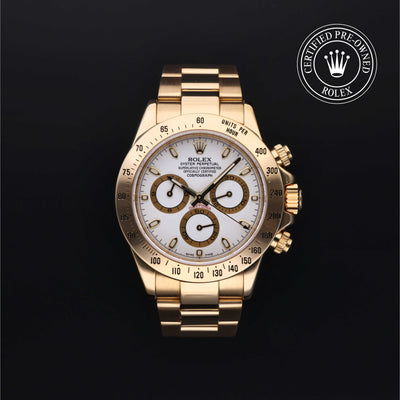 Rolex Certified Pre-owned Daytona M116528-0018 front on black background