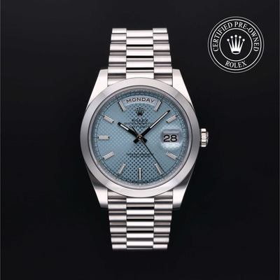 Rolex Certified Pre-owned Day-date M228206-0028 front on black background