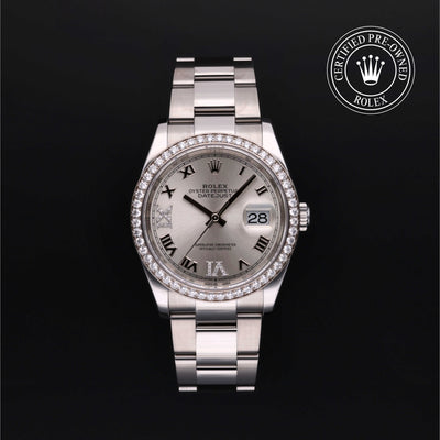 Rolex Certified Pre-owned Datejust M126284RBR-0022 front on black background
