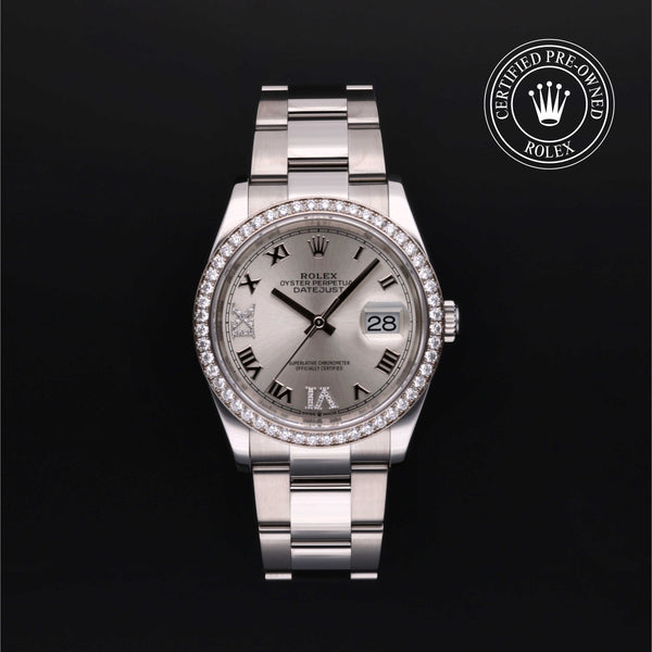 Rolex Certified Pre-owned Datejust M126284RBR-0022 front on black background