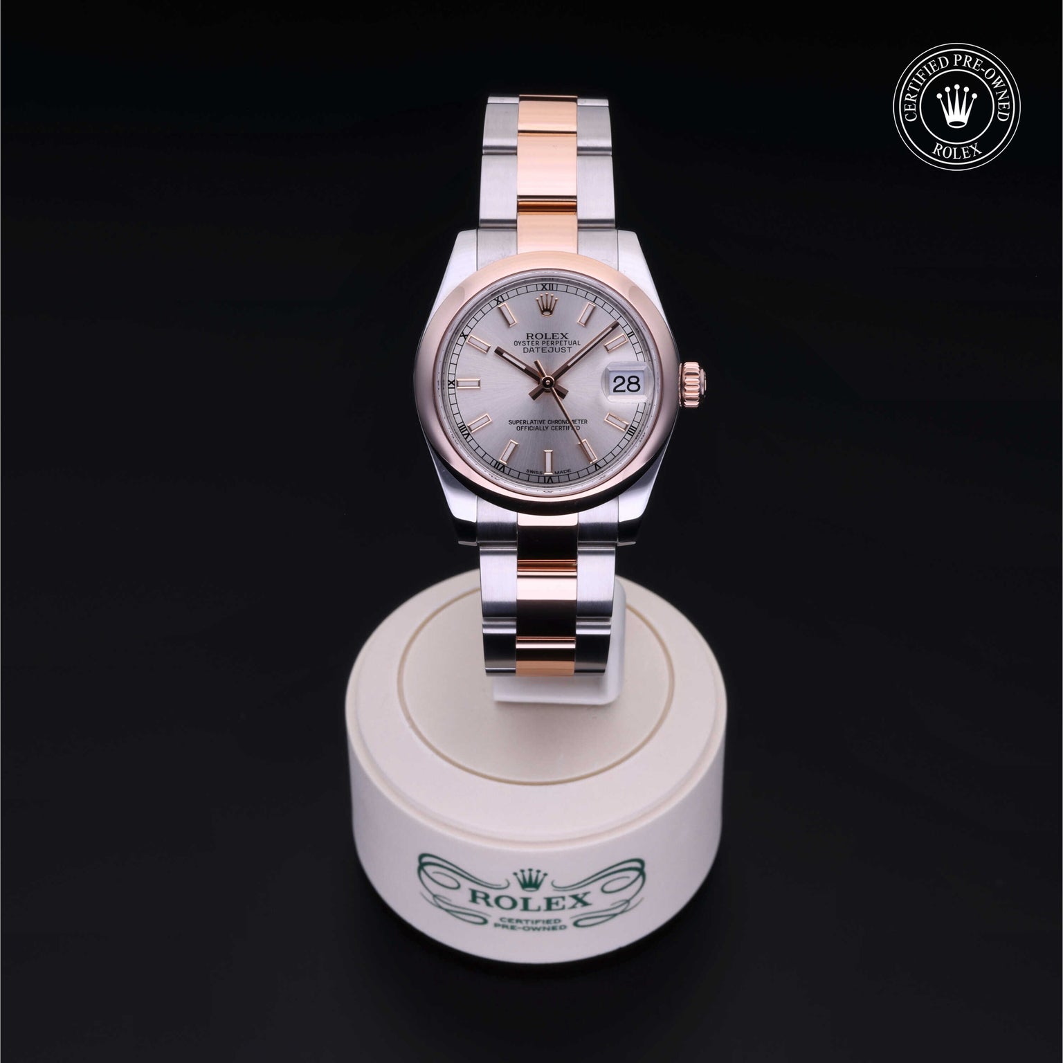 Rolex Certified Pre-owned Lady Datejust M178241-0002 front on black background