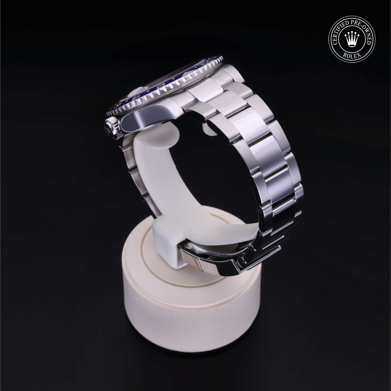 Rolex Certified Pre-owned GMT M126710BLRO-0002 front on black background