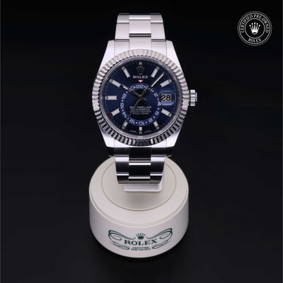 Rolex Certified Pre-owned Sky-Dweller M326934-0003 front on black background