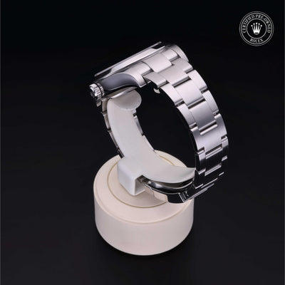 Rolex Certified Pre-owned Air-King M116900-0001 front on black background