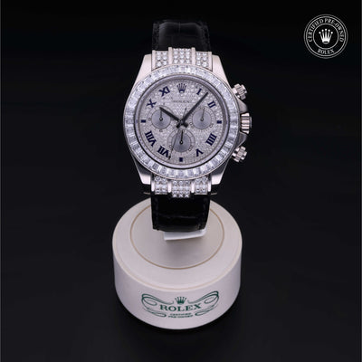 Rolex Certified Pre-owned Daytona M116599TBR-0006 front on black background