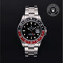 Rolex Certified Pre-owned GMT II M16710-0009 front on black background