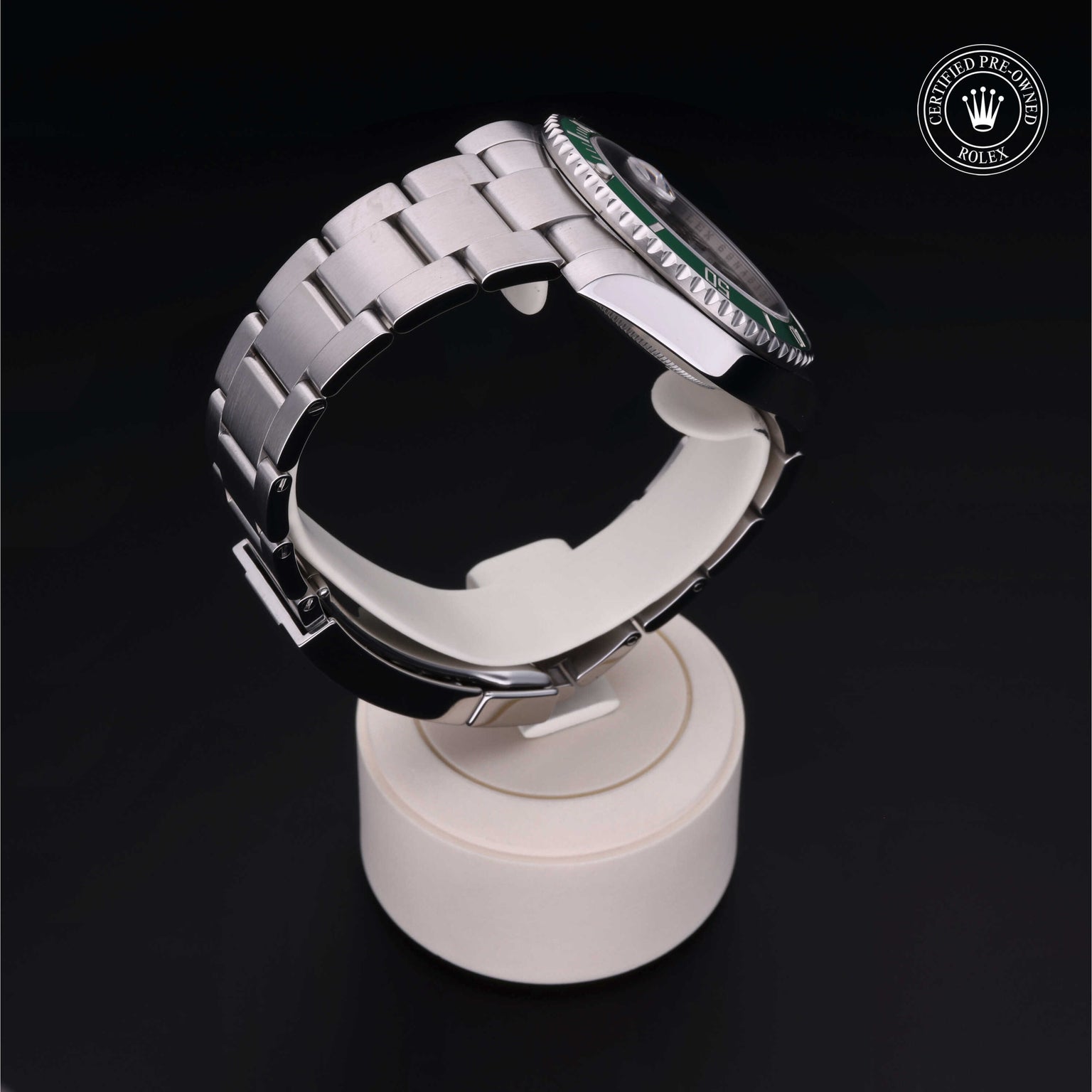 Rolex Certified Pre-owned Submariner M116610LV-0002 front on black background