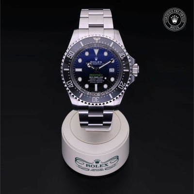 Rolex Certified Pre-owned Sea-Dweller M126660-0002 front on black background