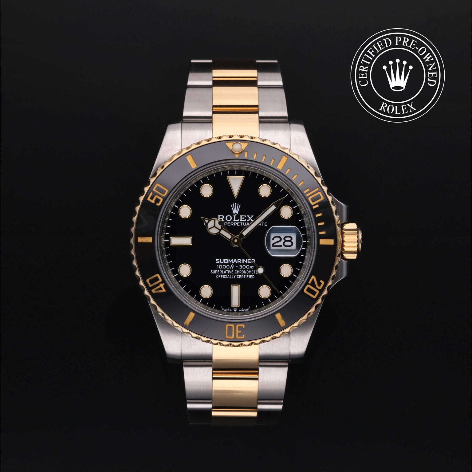 Rolex Certified Pre-owned Submariner M126613LN-0002 front on black background