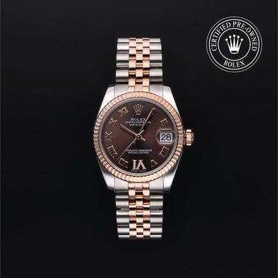 Rolex Certified Pre-owned Lady Datejust M178271-0071 front on black background