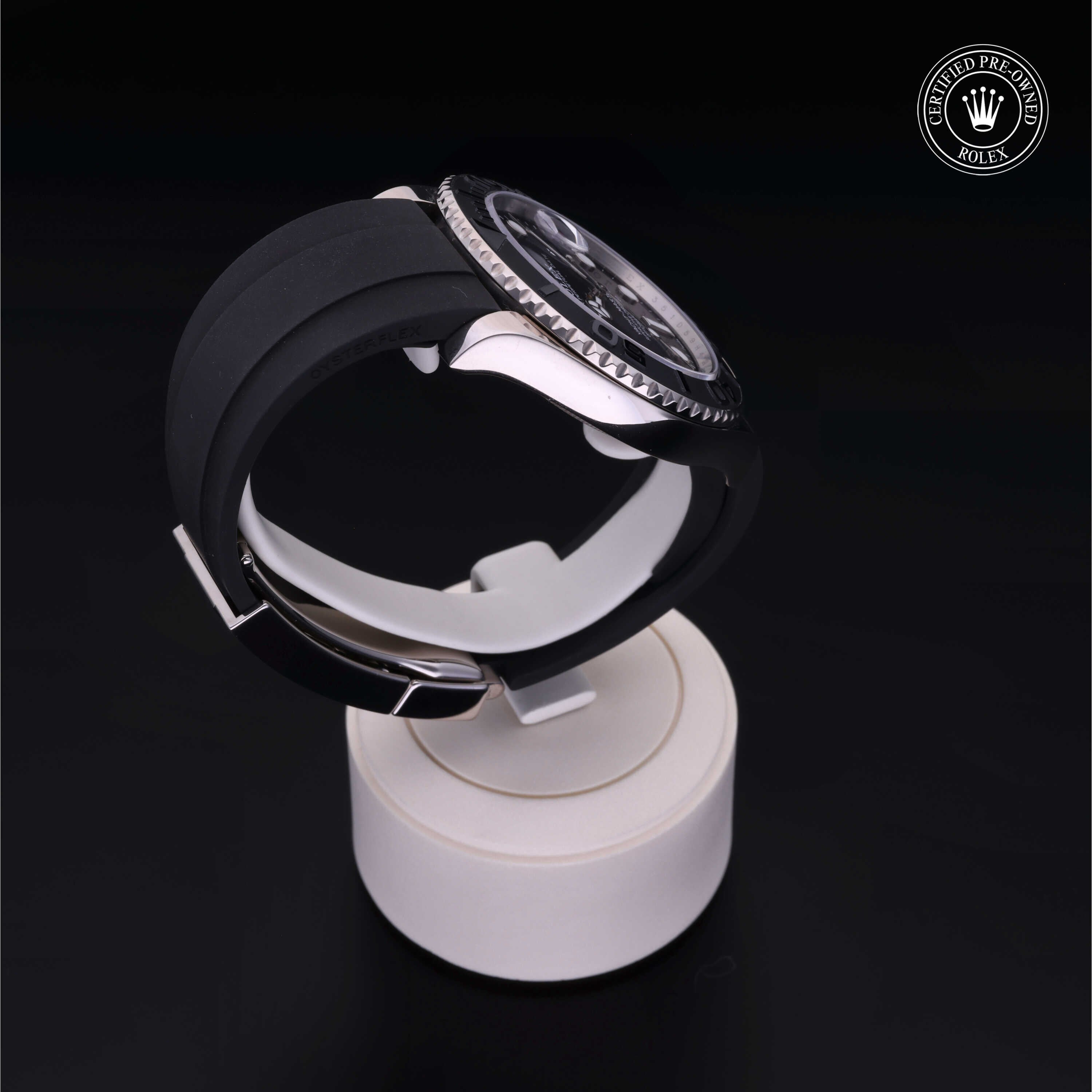 Rolex Certified Pre-owned Yacht-Master M226659-0002 front on black background