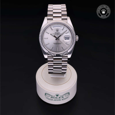 Rolex Certified Pre-owned Day-date M228239-0001 front on black background