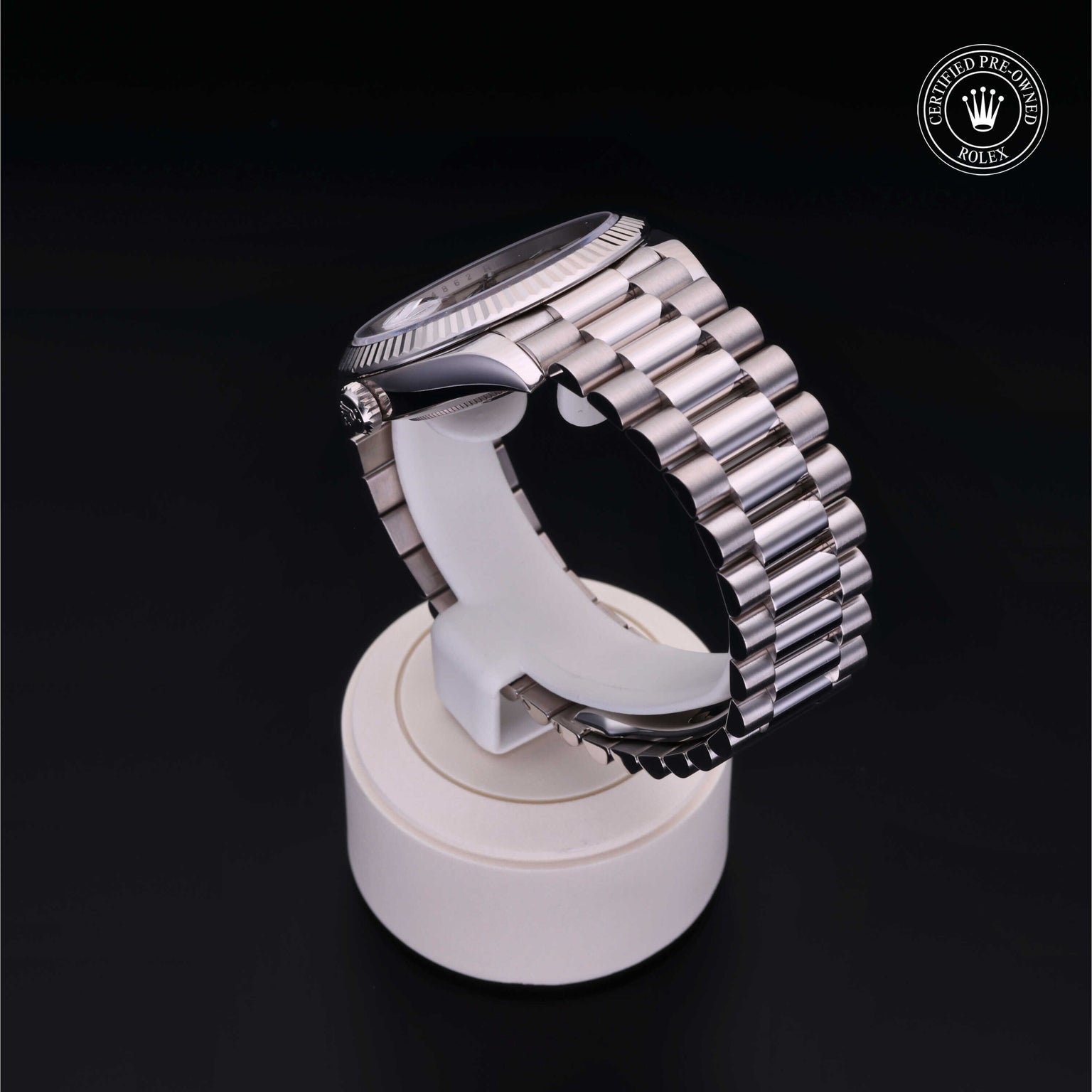 Rolex Certified Pre-owned Day-date M228239-0001 front on black background