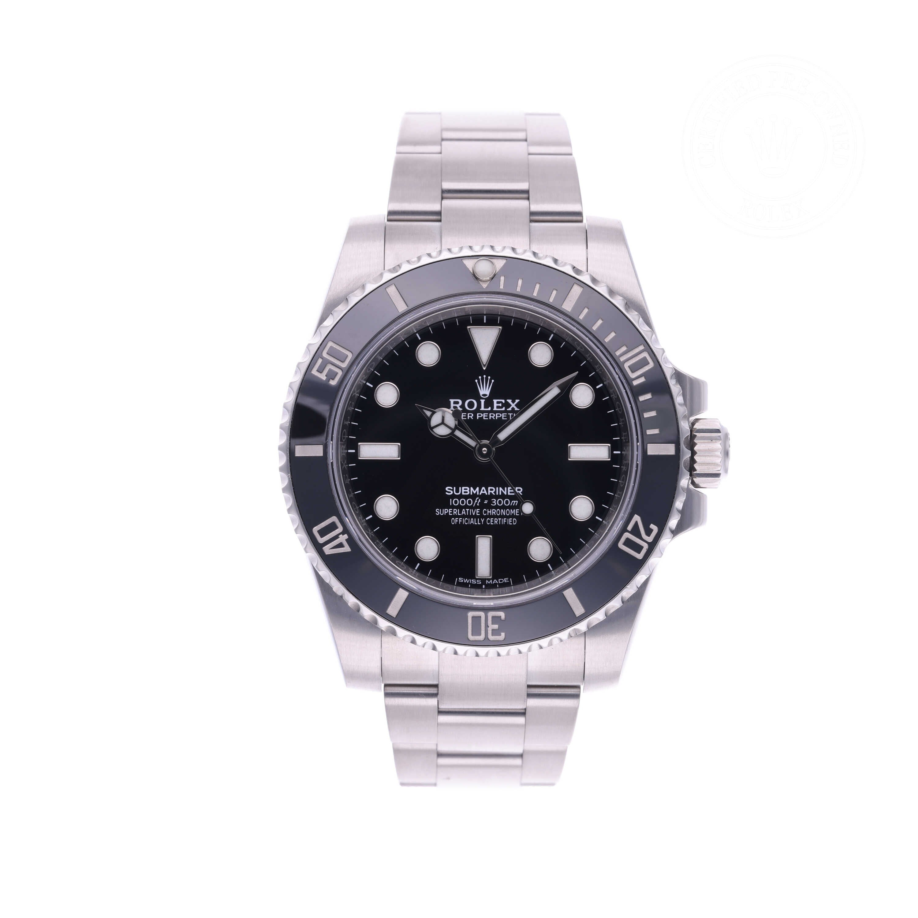 Rolex Certified Pre-owned Submariner M114060-0002 front on white background