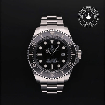 Rolex Certified Pre-owned Sea-Dweller M116660-0001 front on black background