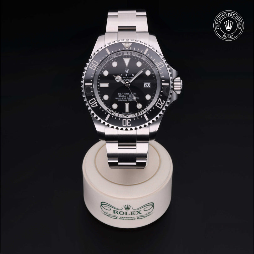 Rolex Certified Pre-owned Sea-Dweller M116660-0001 front on black background