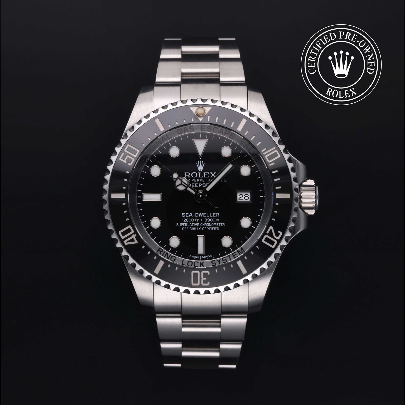 Rolex Certified Pre-owned Sea-Dweller M116660-0001 front on black background
