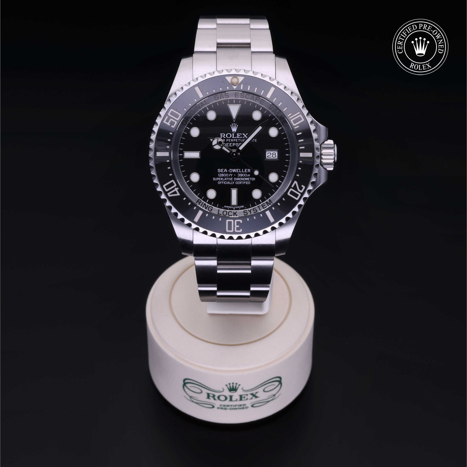 Rolex Certified Pre-owned Sea-Dweller M116660-0001 front on black background