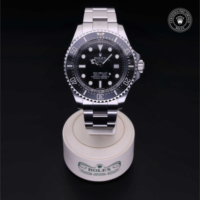 Rolex Certified Pre-owned Sea-Dweller M116660-0001 front on black background
